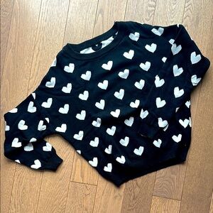 Black Sweater with White Heart Pattern